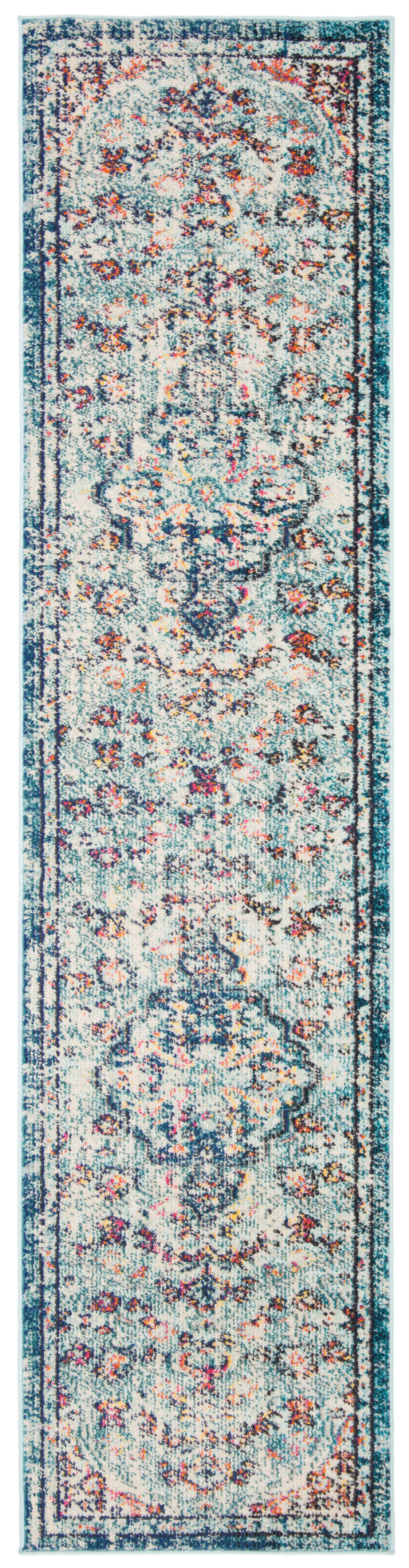 MADISON - Tapis de salon interieur en bleu marine & bleu clair, 61 x 244 cm