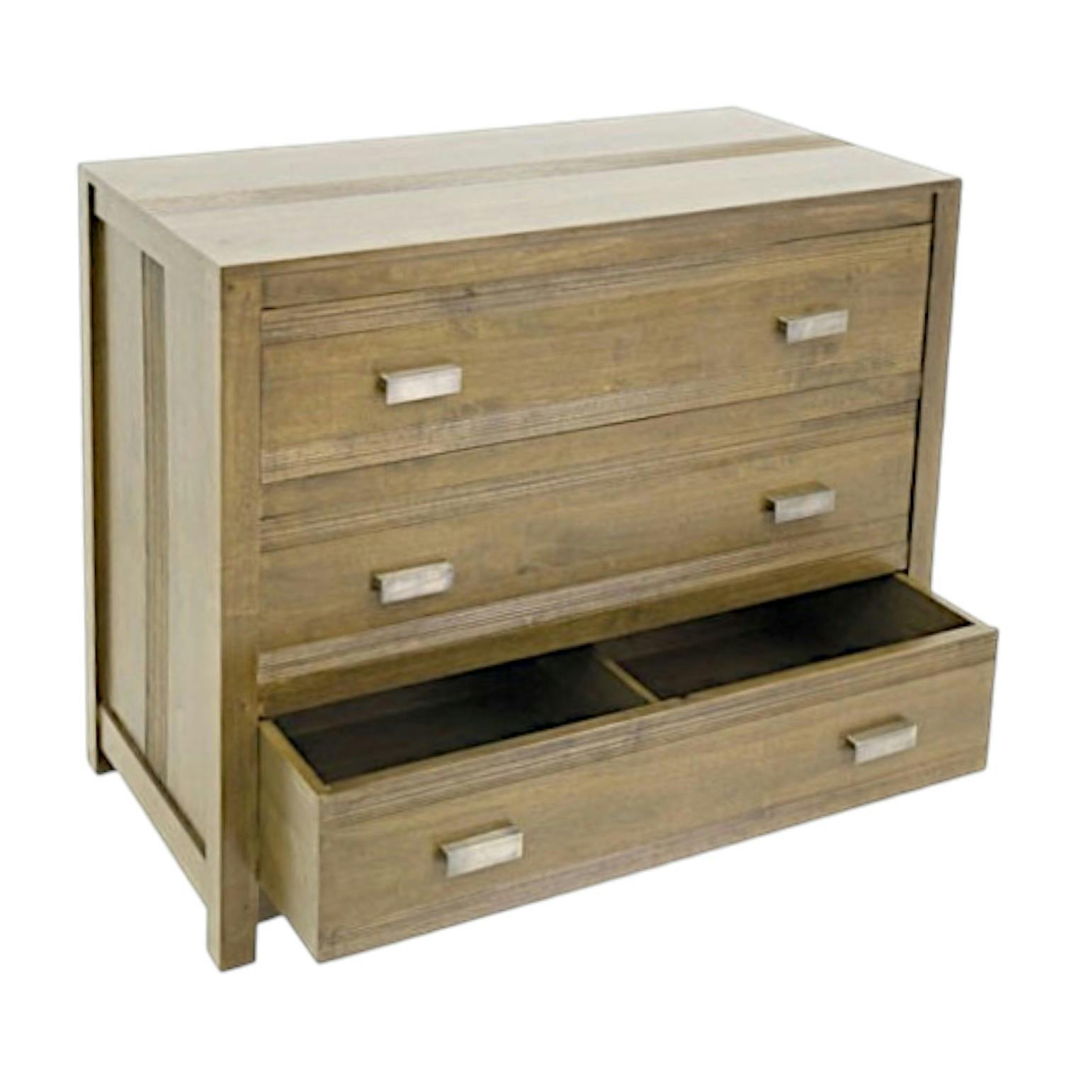 Commode exotique bois massif hévéa 3 tiroirs GALA