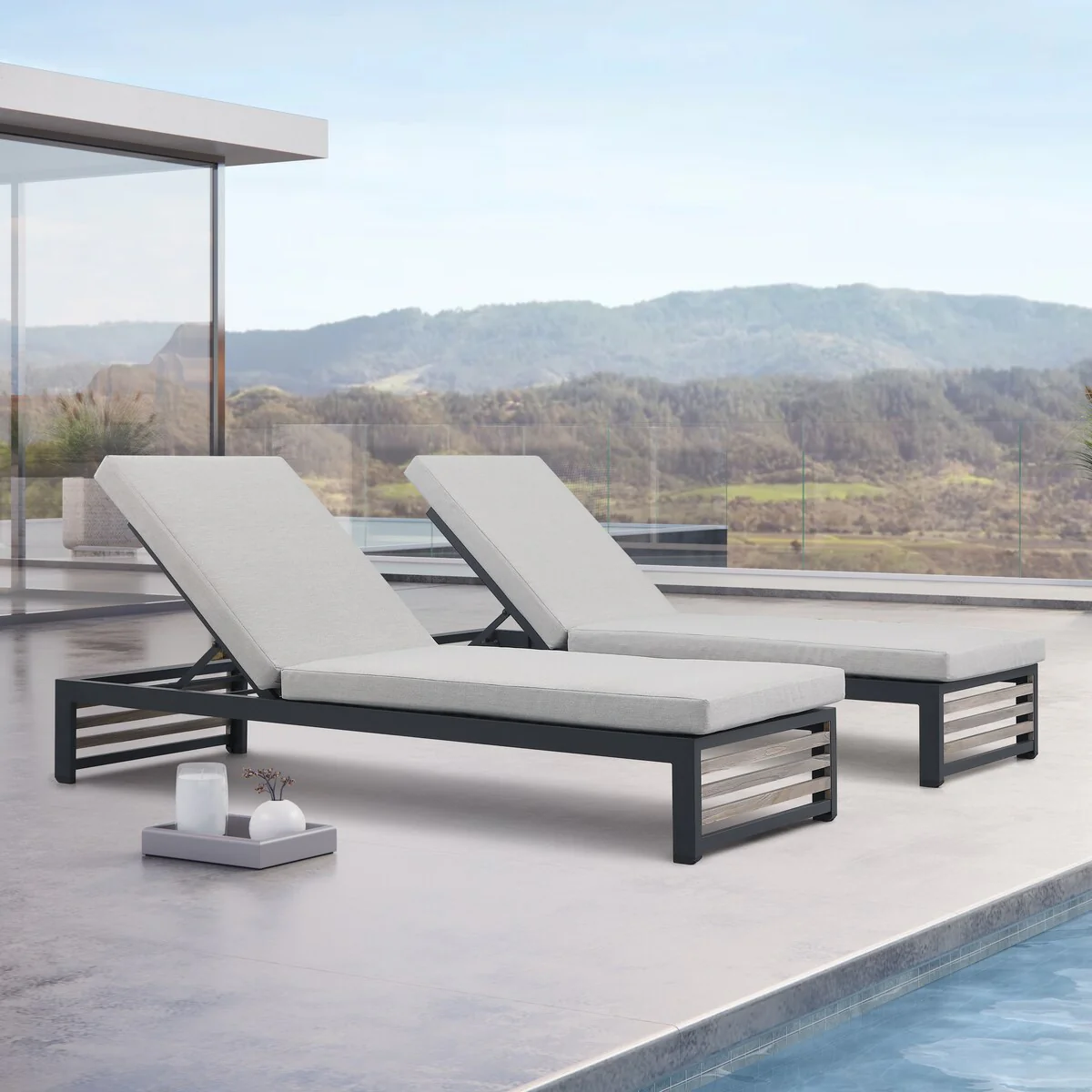 Cadora Outdoor Chaise Lounge ( Set of 2)