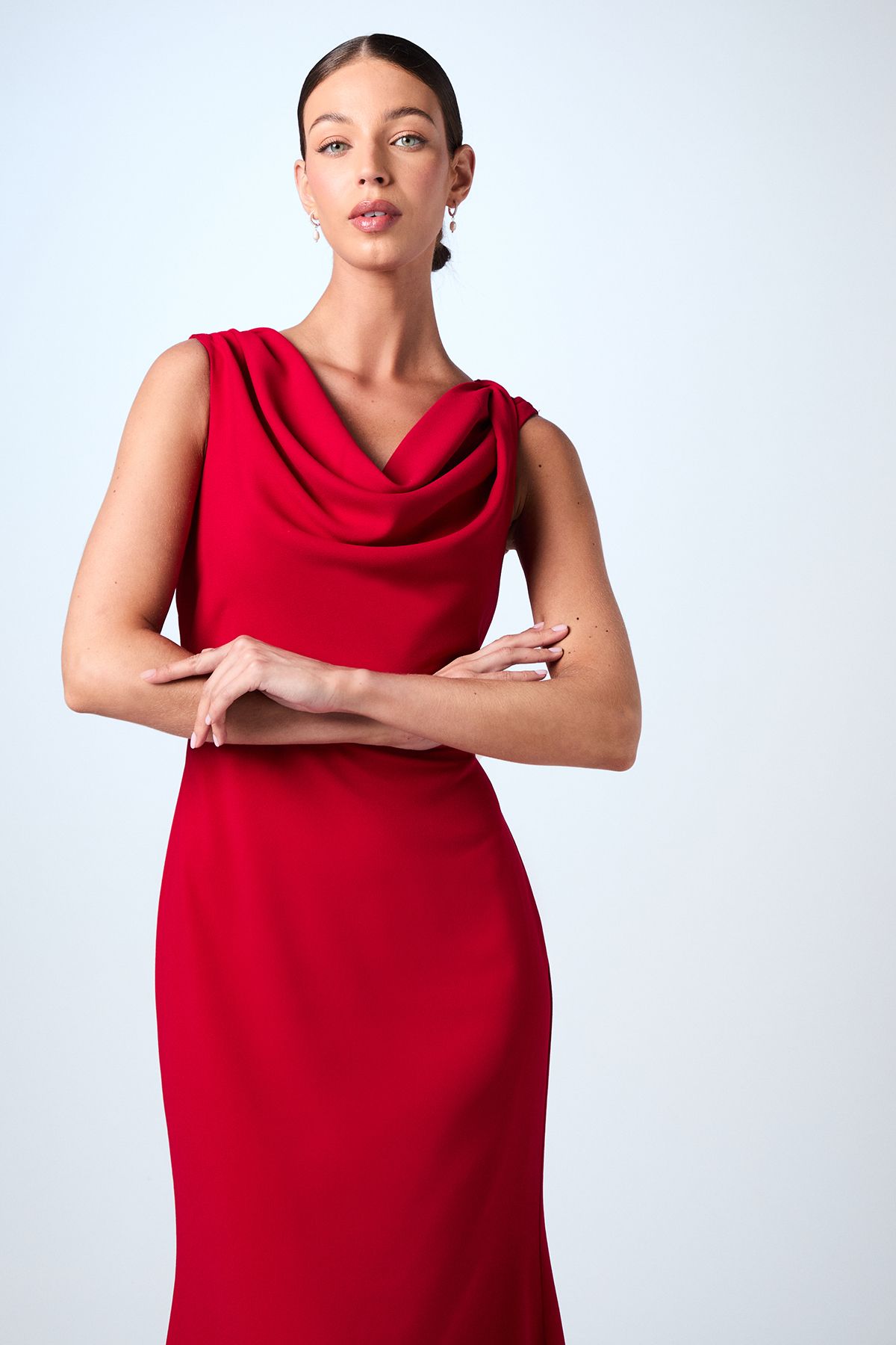 Coast Twist Detail Cowl Neck Satin Maxi Bridesmaid Dress