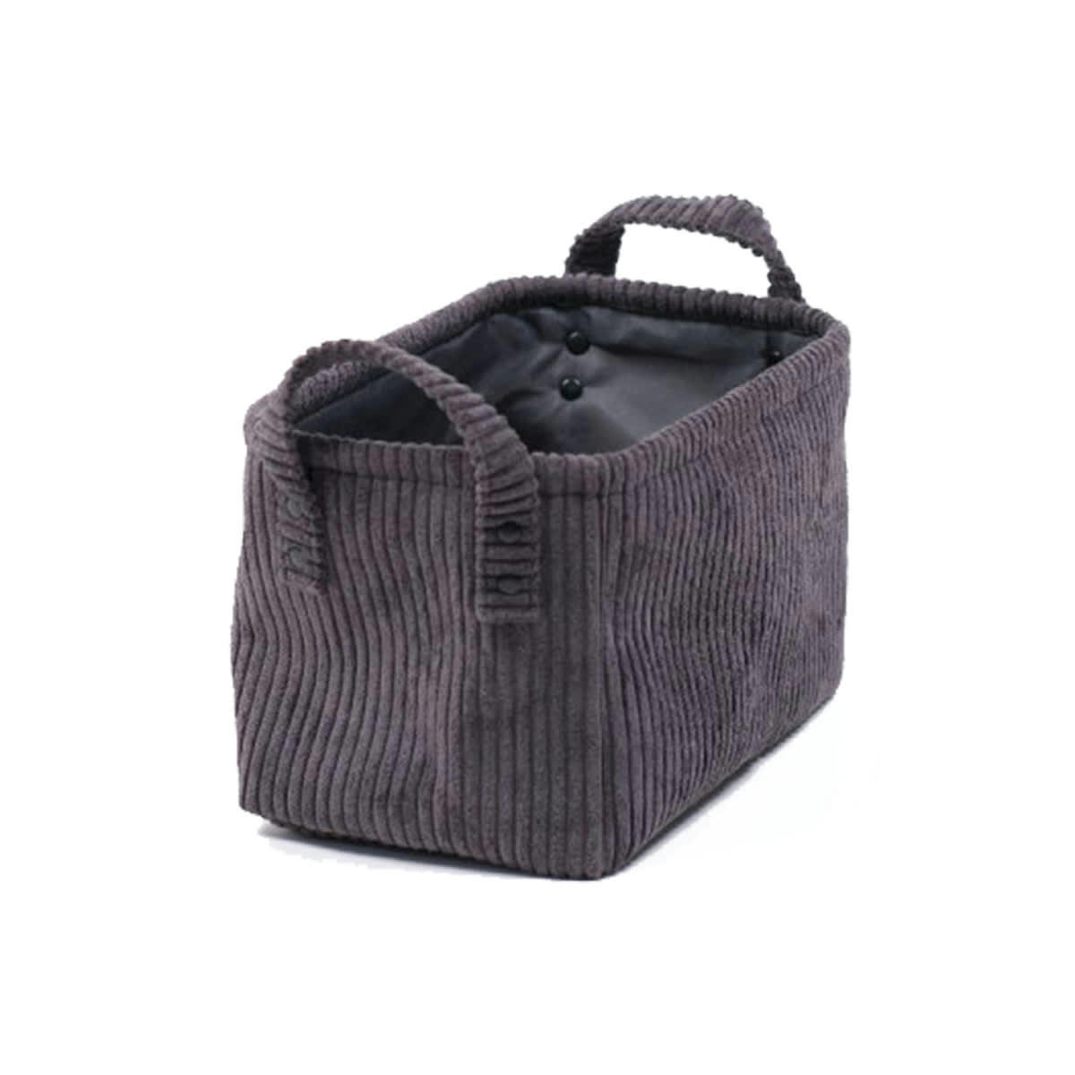 COZY - Corbeille rectangulaire cosy en velours côtelé fusain