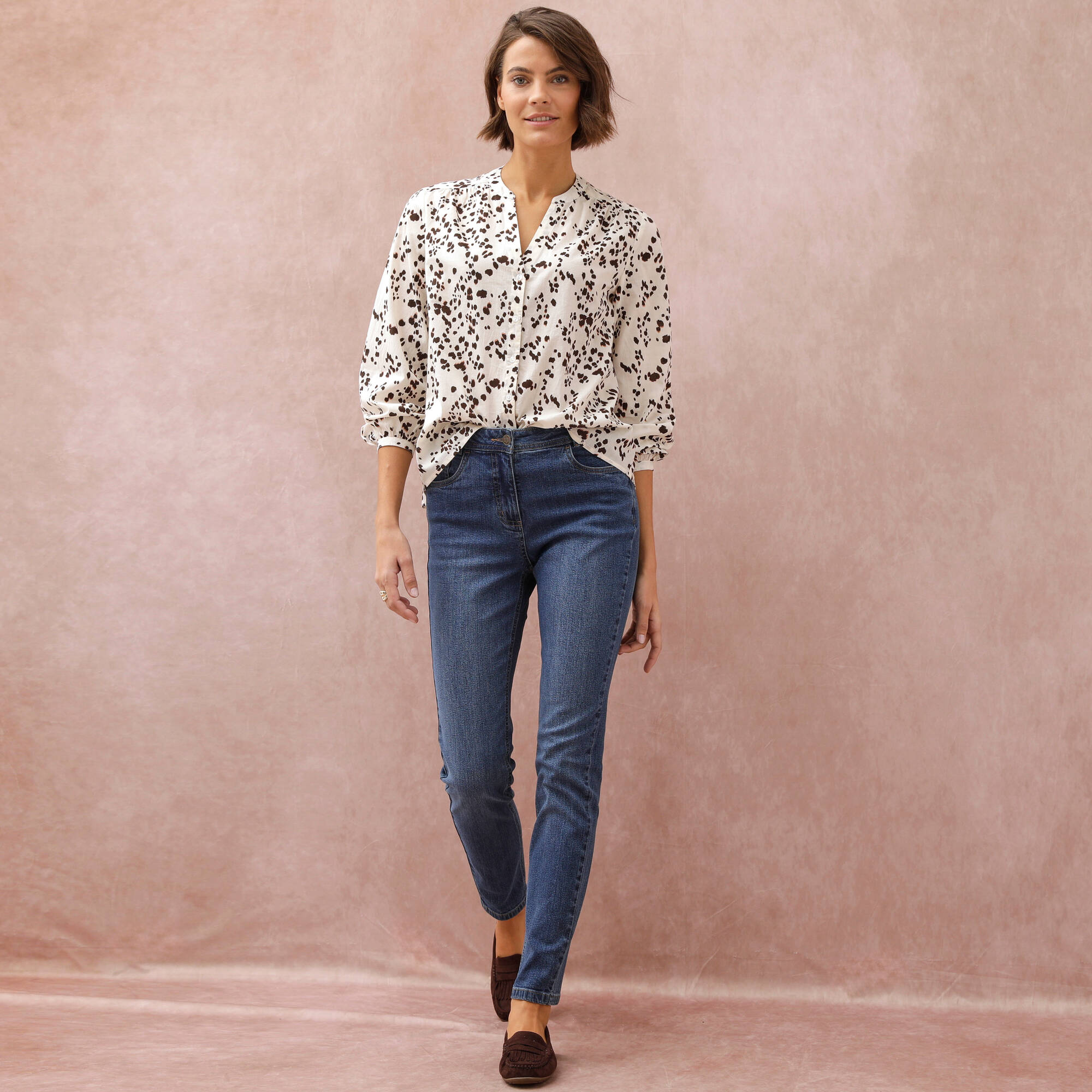 Jean slim taille haute, grande stature