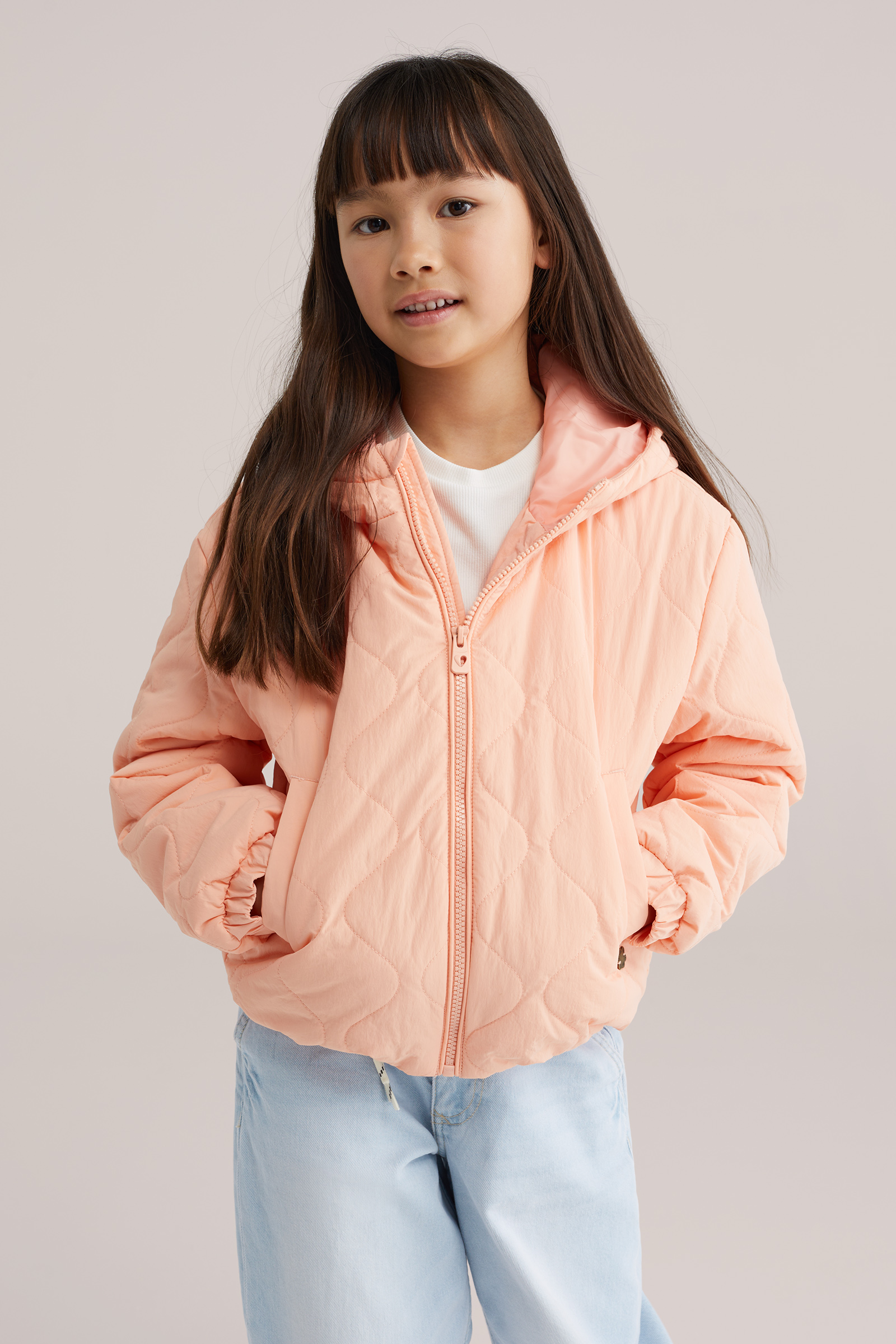 Meisjes gewatteerde jas met capuchon