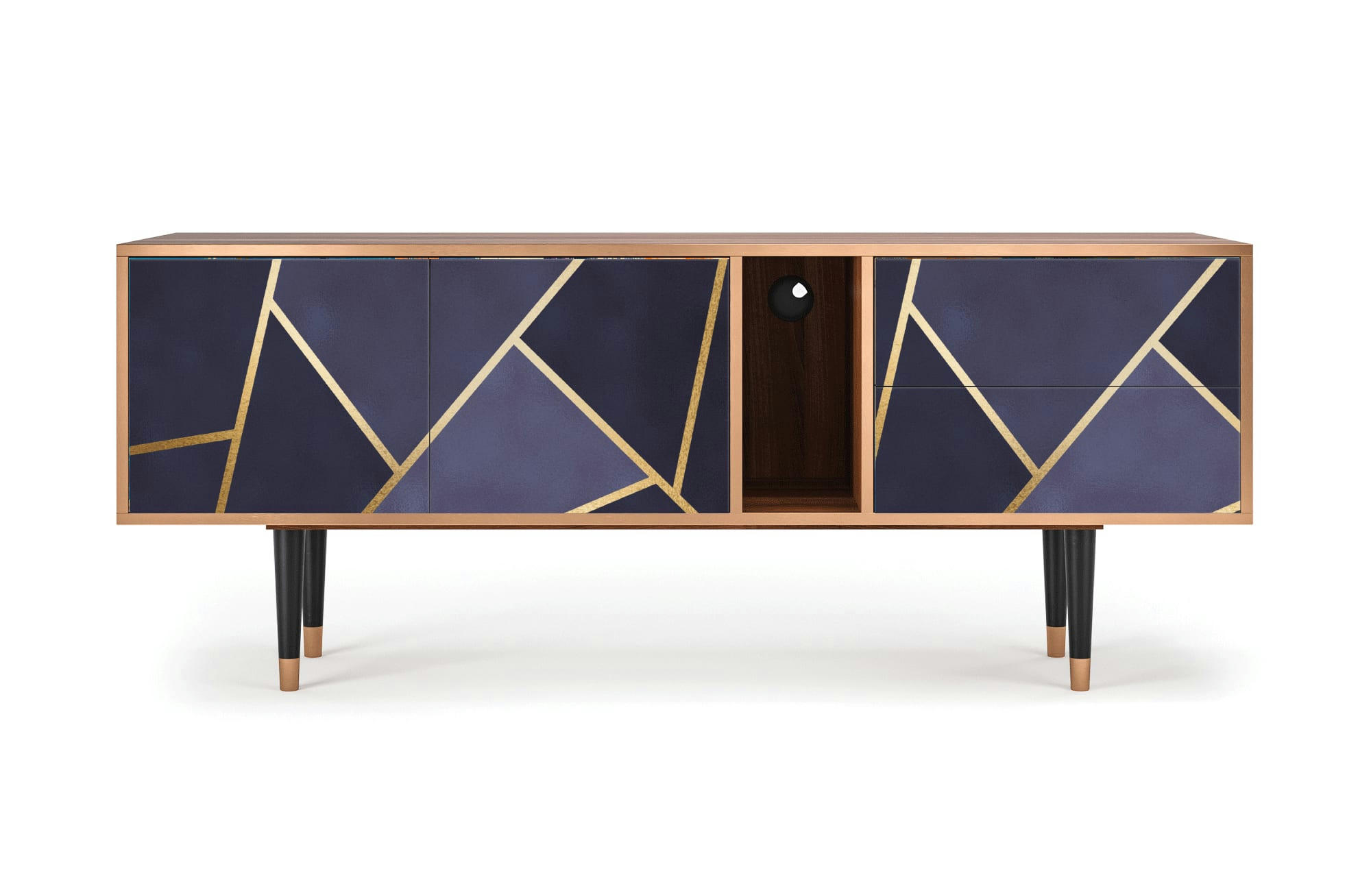 THE AMETHYST - Meuble TV  bleu 2 tiroirs et 2 portes L 170 cm