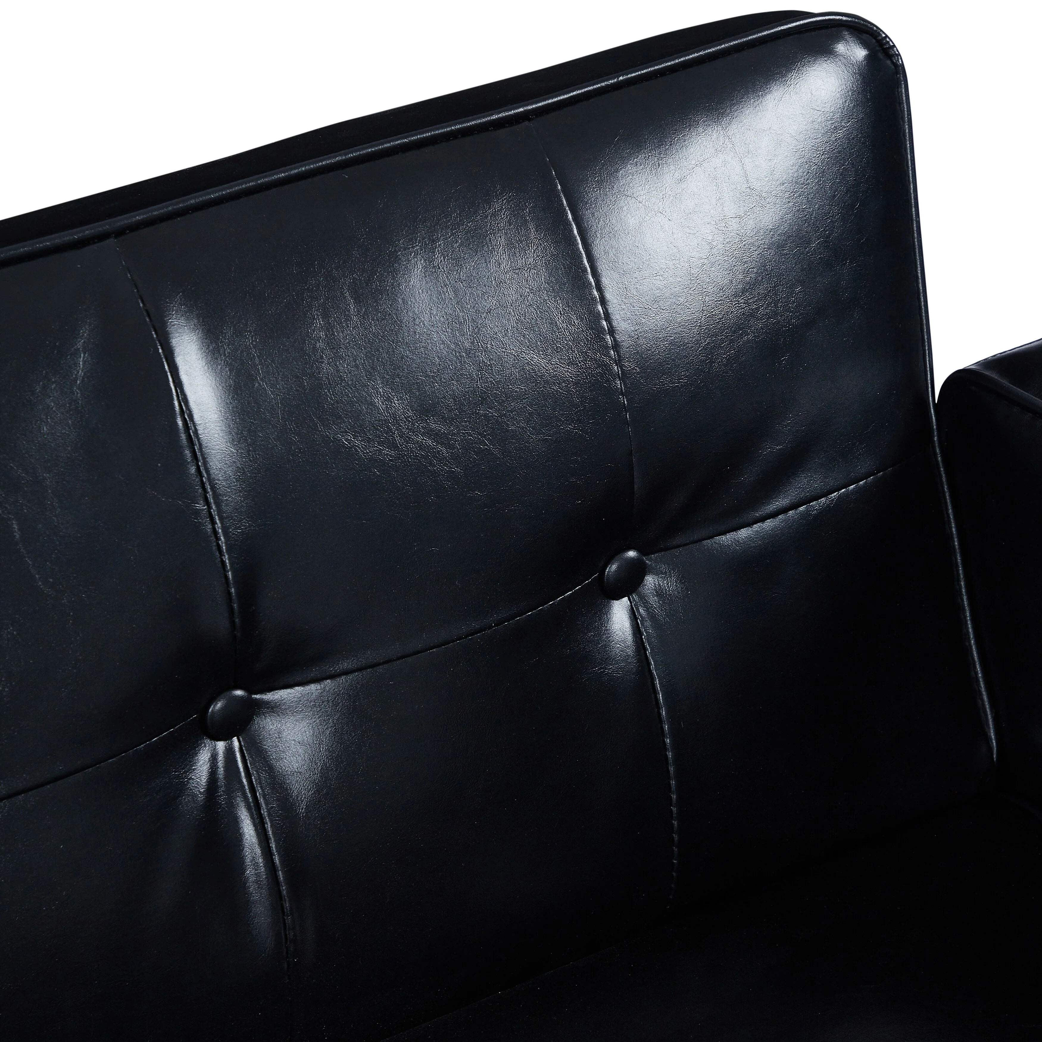 Modern Black PU Sofa 3-Seater Solid Wood Feet Easy 30-Min Assembly