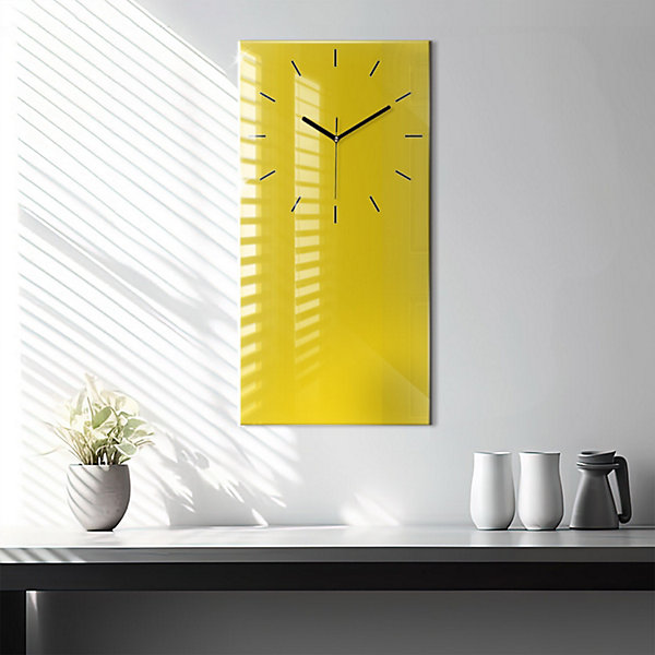 Horloge murale Wallfluent 30x60 cm Aiguilles noires Jaune clair 1 pcs
