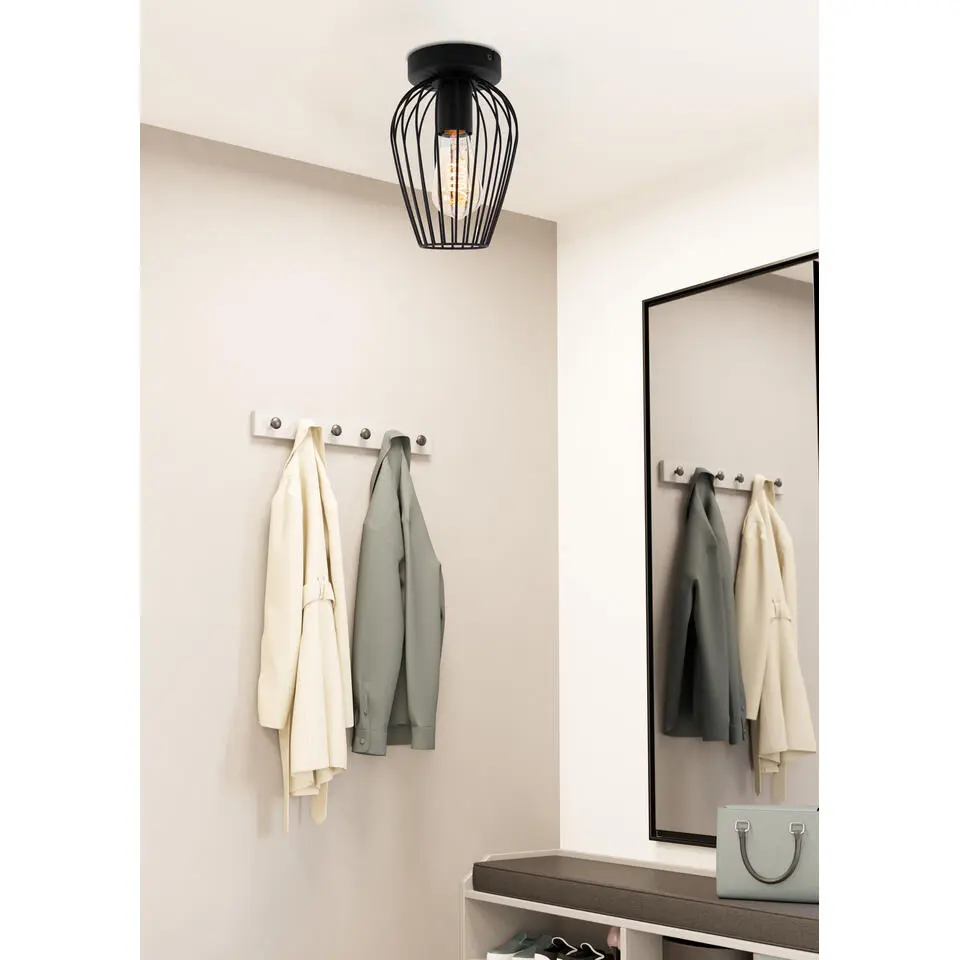 EGLO Newtown Plafondlamp - E27 - Staal - Zwart