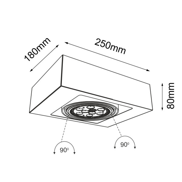 Lampa sufitowa biała KOGA 1xGU10x18W wym: 8x25x18 cm Shilo