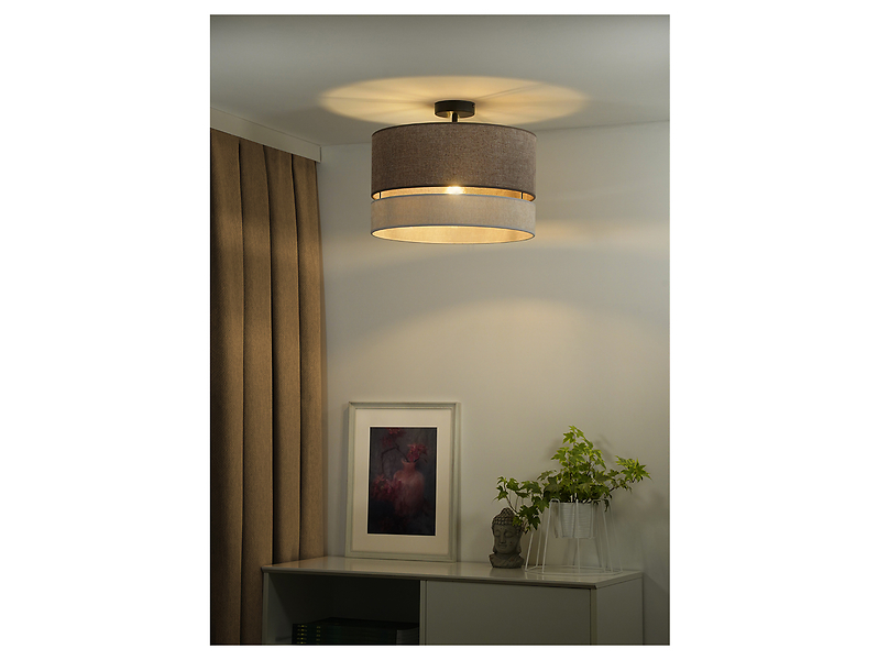 Lampa sufitowa Double tkaninowa brązowa