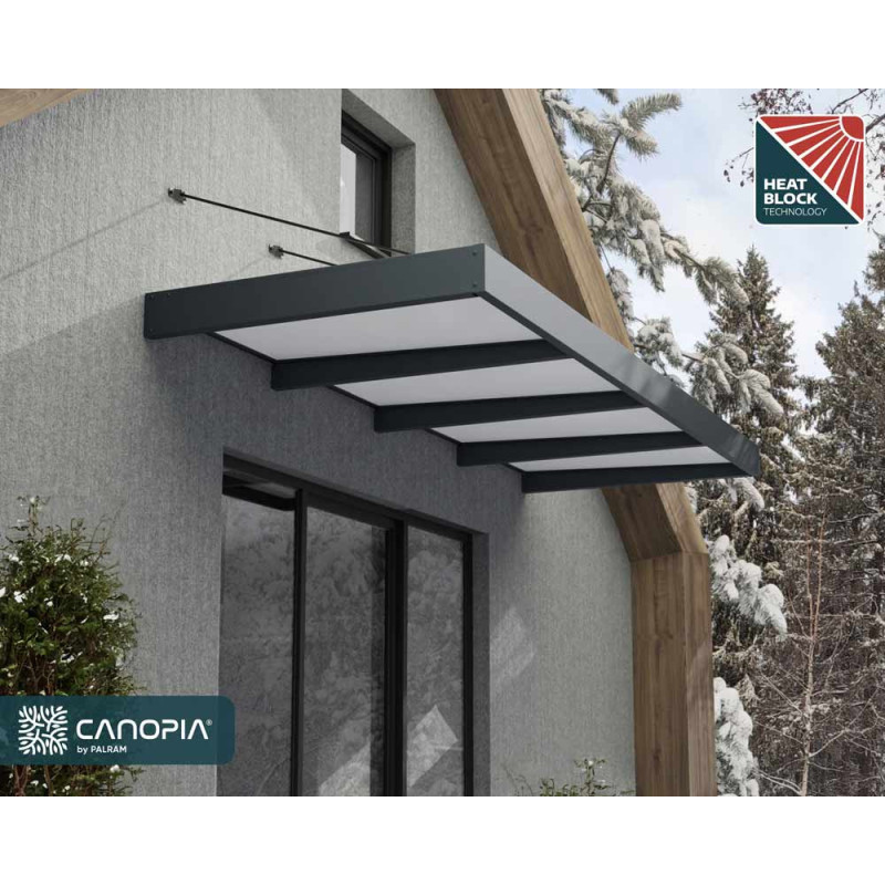 Marquise de porte Sophia XL gris foncé 380 x 140 cm CANOPIA