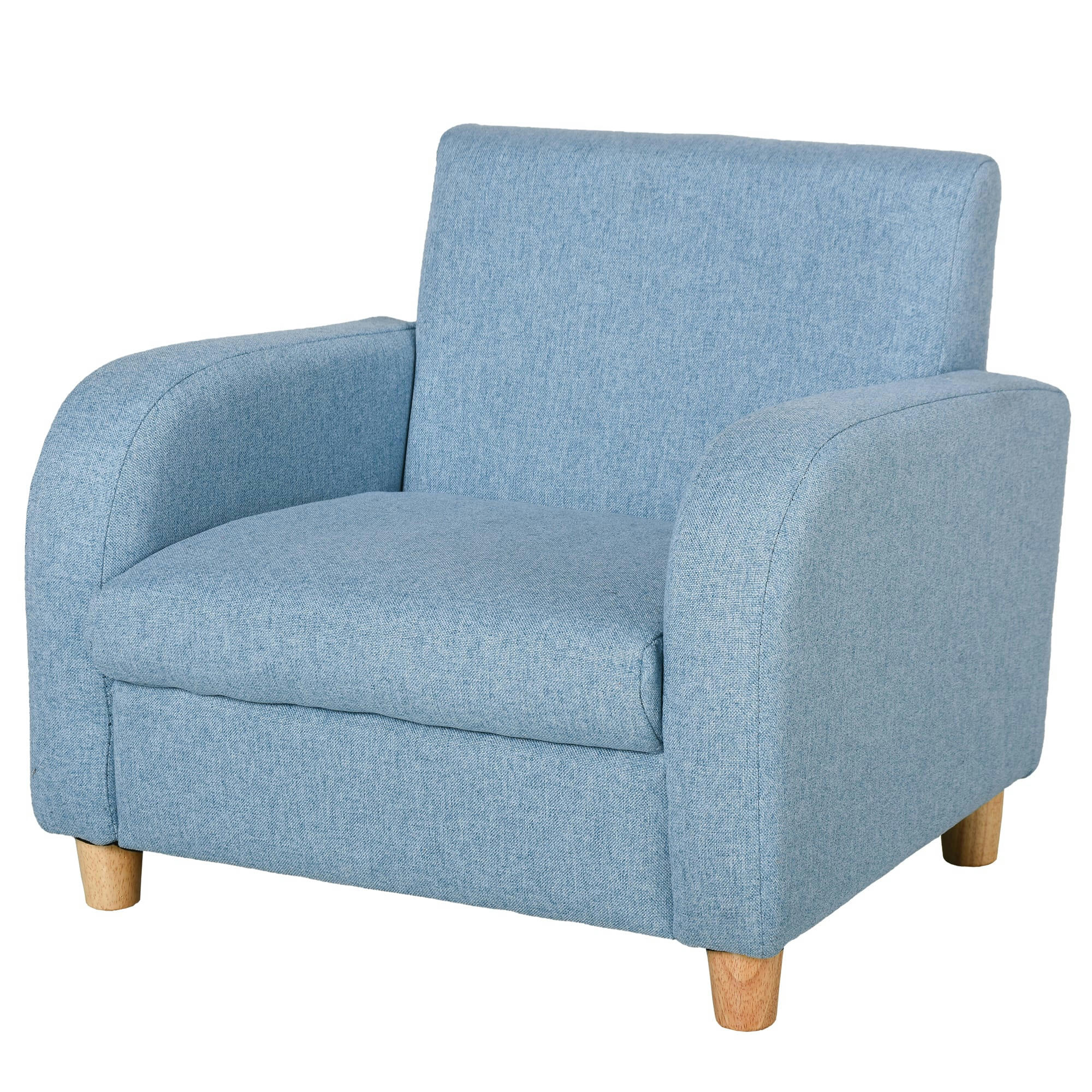 - Fauteuil scandinave enfant grand confort accoudoirs assise lin bleu