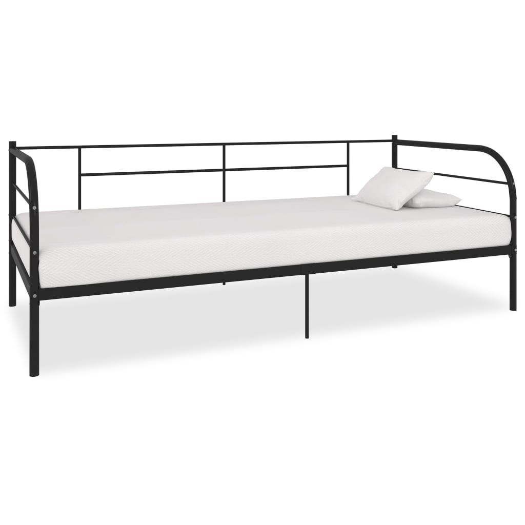 Łóżko Metalowe Rama Łóżka Ze Stelażem Do Pokoju Sypialni Czarna 90x200 cm