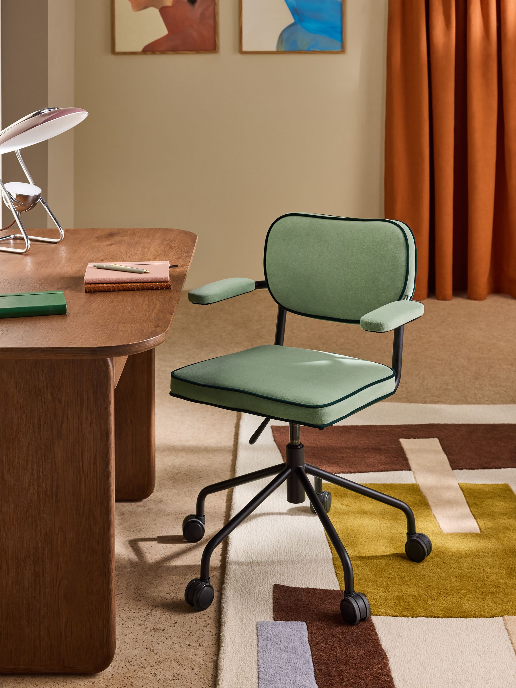 Parker Office Chair in Jade Green Velvet