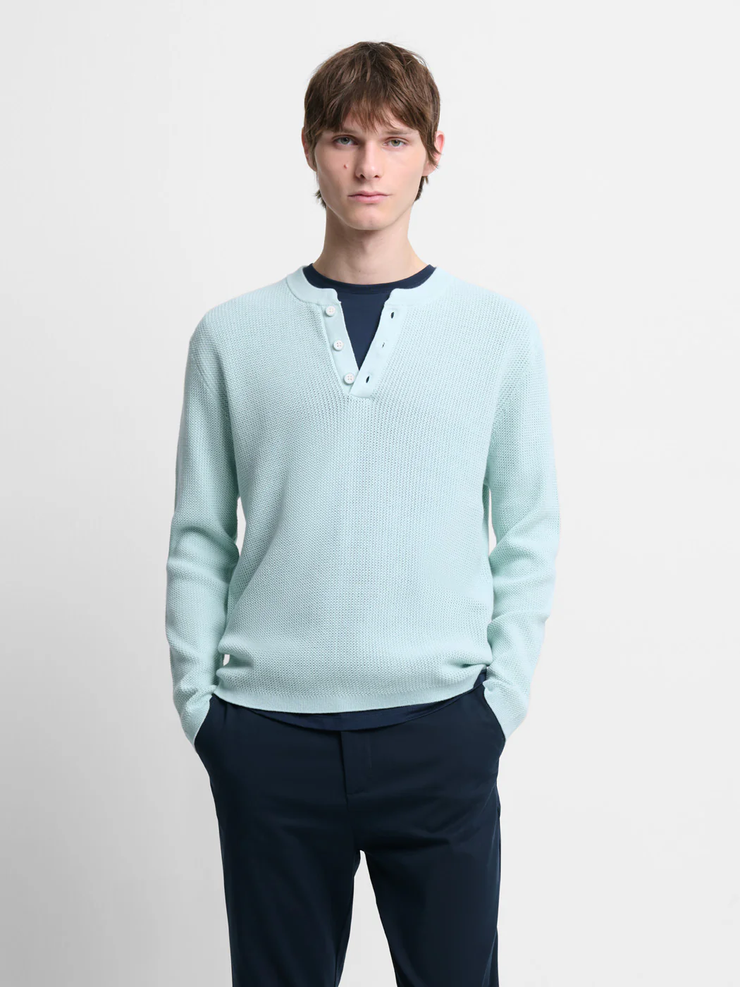 Pull col tunisien en coton bio