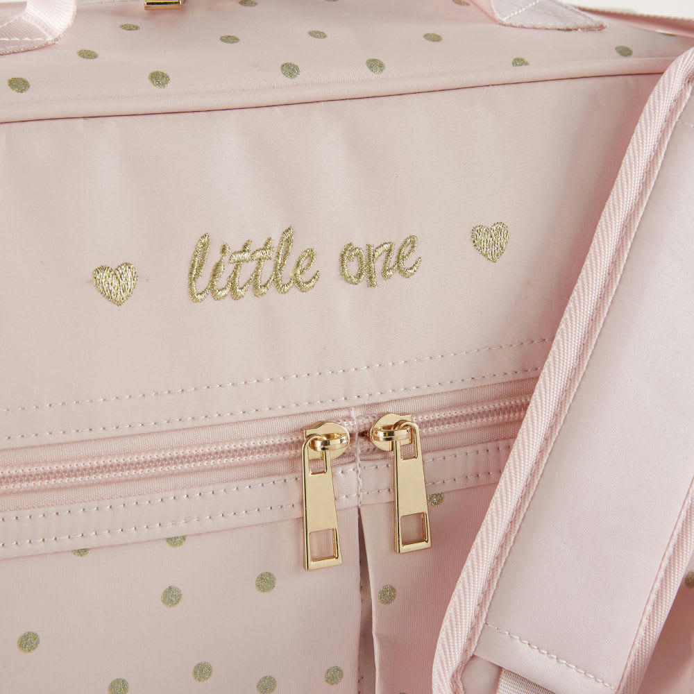 BIRDY - Sac à langer rose à pois dorés