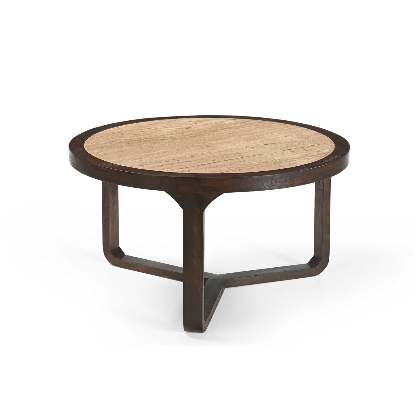 Starfurn Salontafel Morris - Rond Hout/Travertin - 75x75x42cm