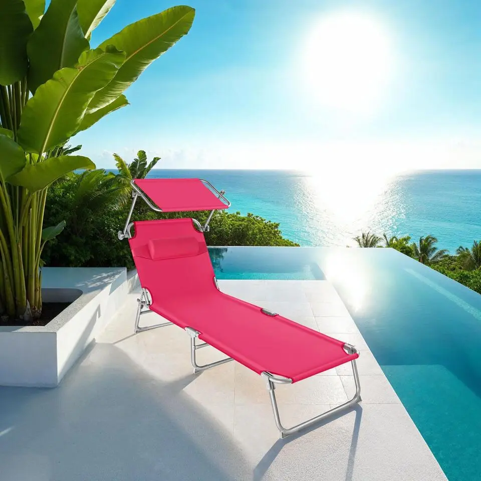 tectake Ligbed 4-niveaus met hoofdkussen, Roze