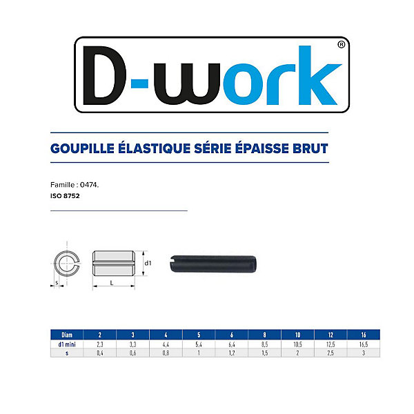 50 Goupilles Elastiques Epaisses D. 8 x 30 mm - 8752 - Brut - D-Work