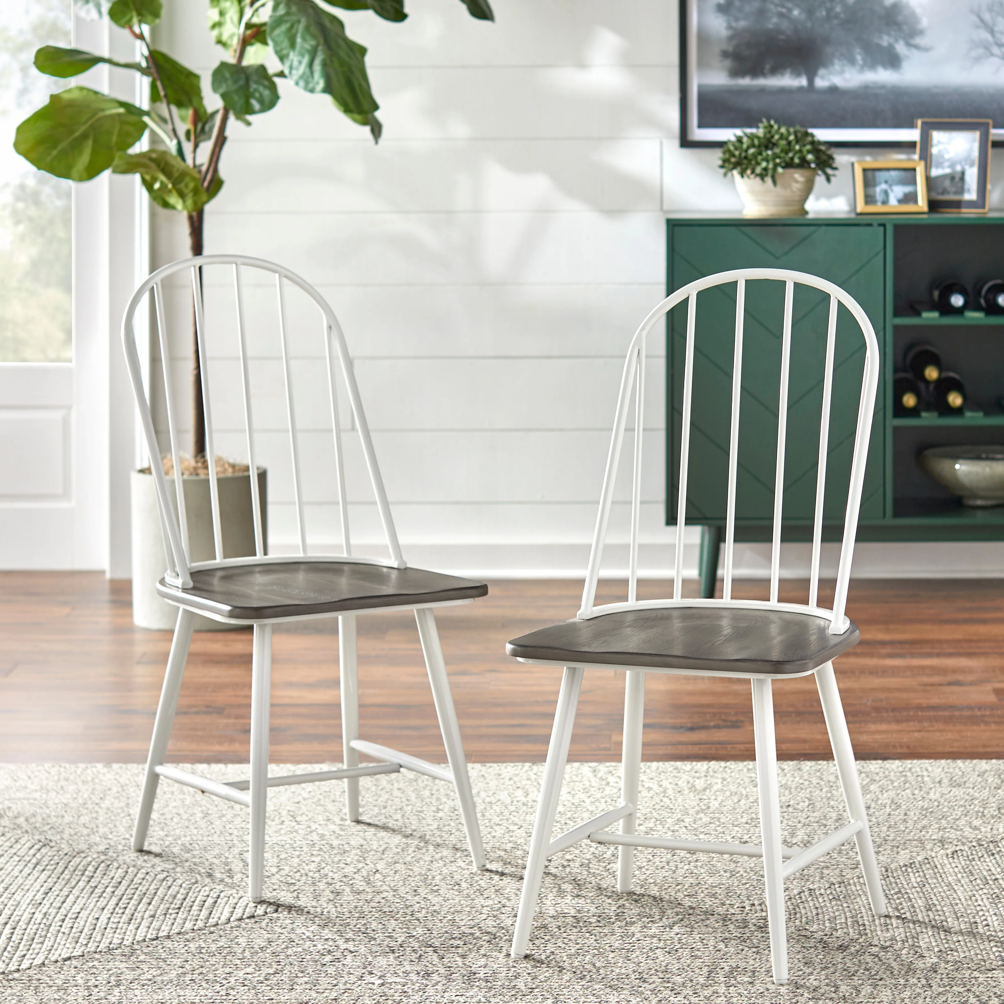 Simple Living Milo Mixed Media Spindle Dining Chairs (Set of 2)
