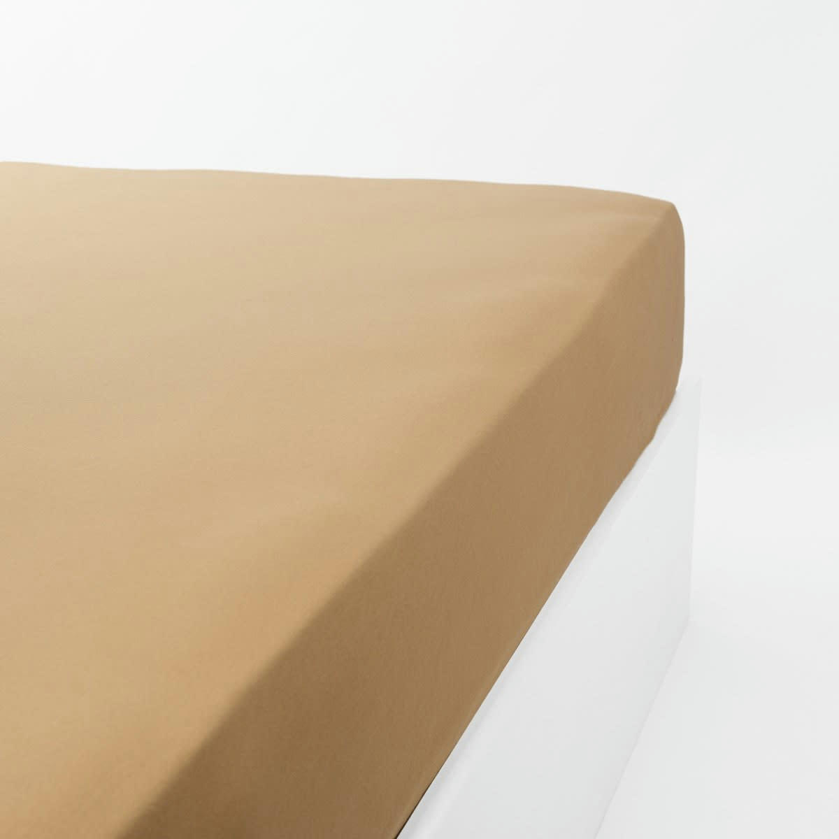 DRAP HOUSSE DOUCEUR ADULTE - Drap housse jersey extensible en coton caramel 120x200 cm