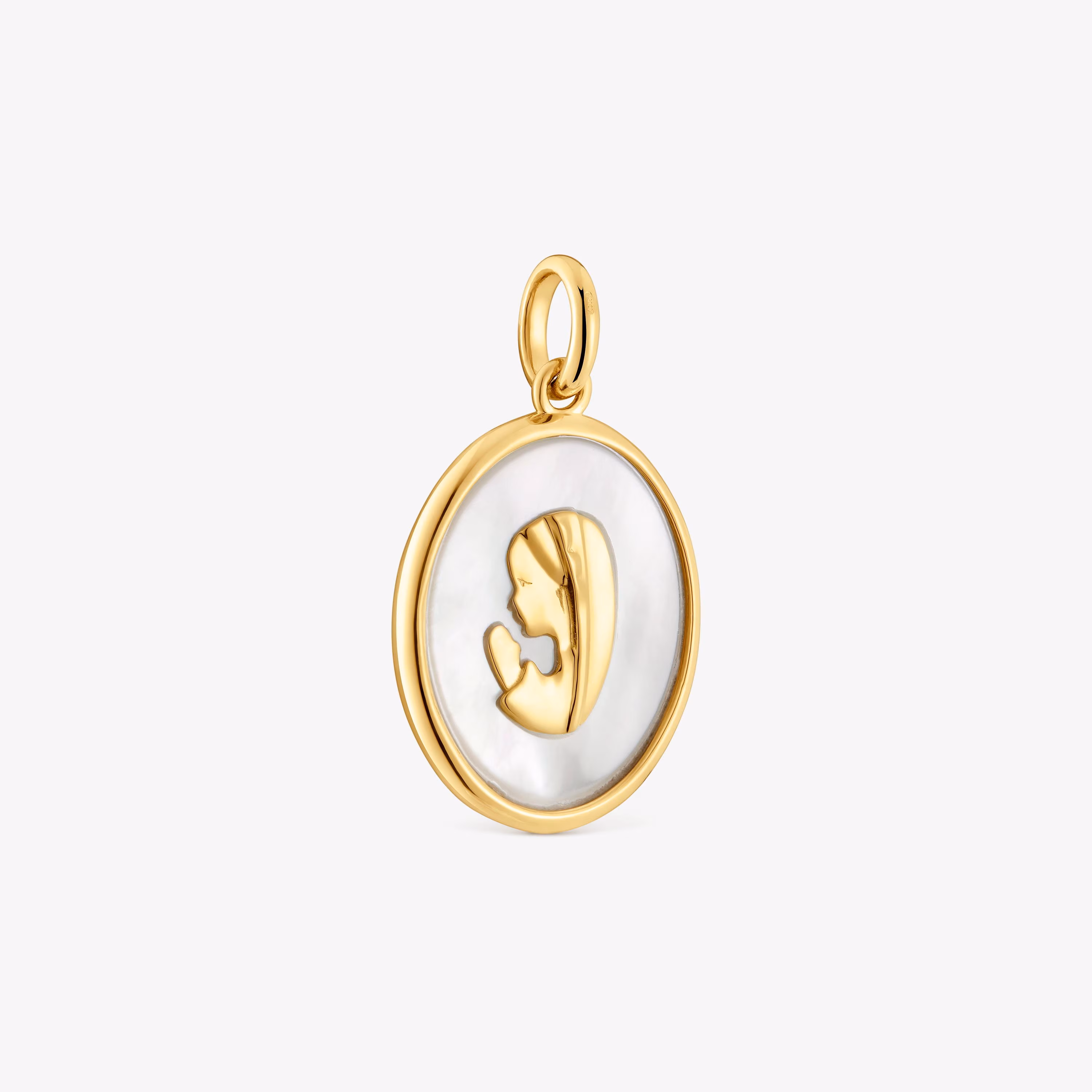 Colgante medalla virgen de oro y nacar Devoción