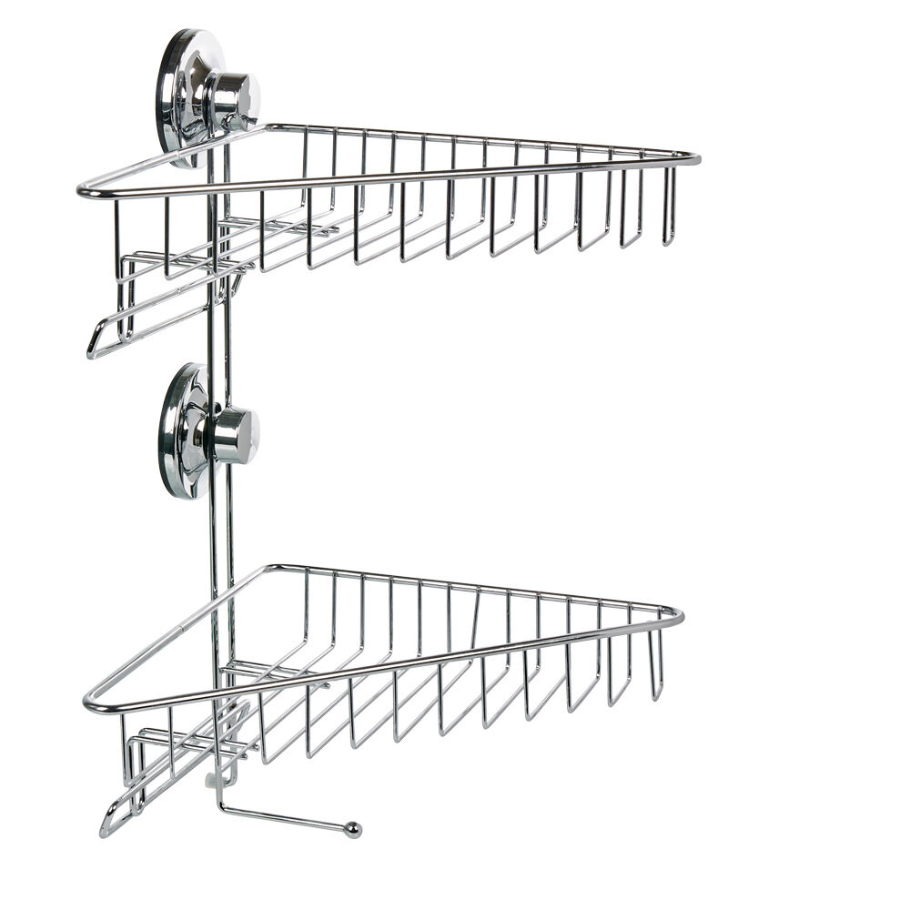 étagère de douche 2 paniers d angle à ventouse gris