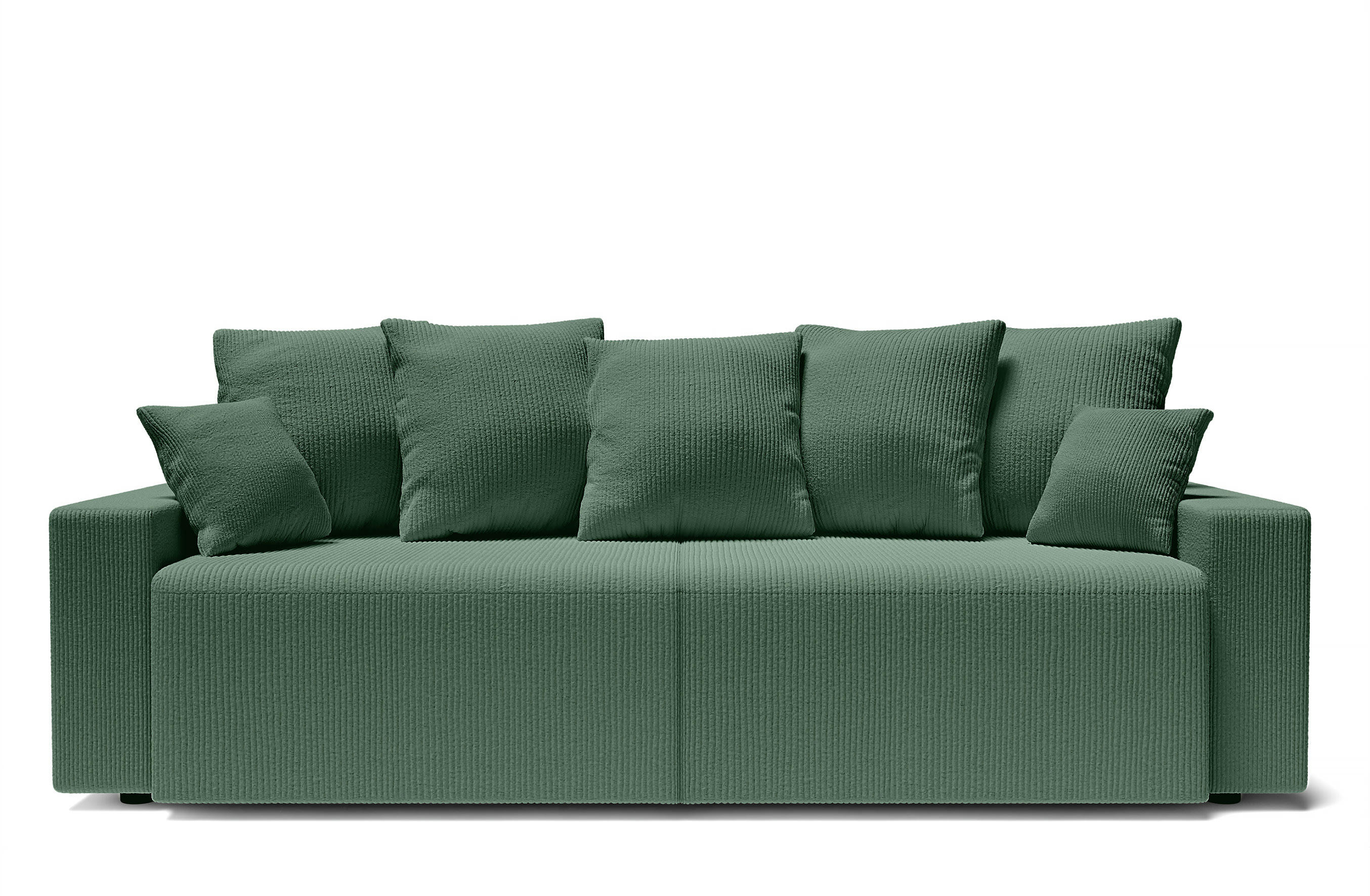ALMA - Canapé droit convertible en velours côtelé 3 places vert