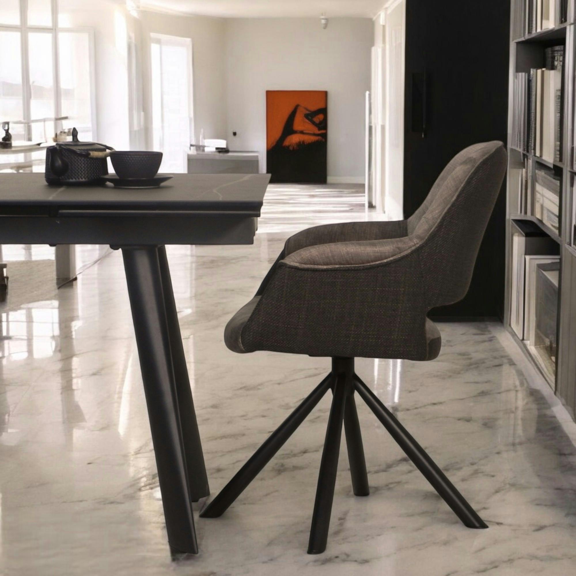 Fauteuil pivotant bi-matière, couleur taupe (lot de 2) IENA