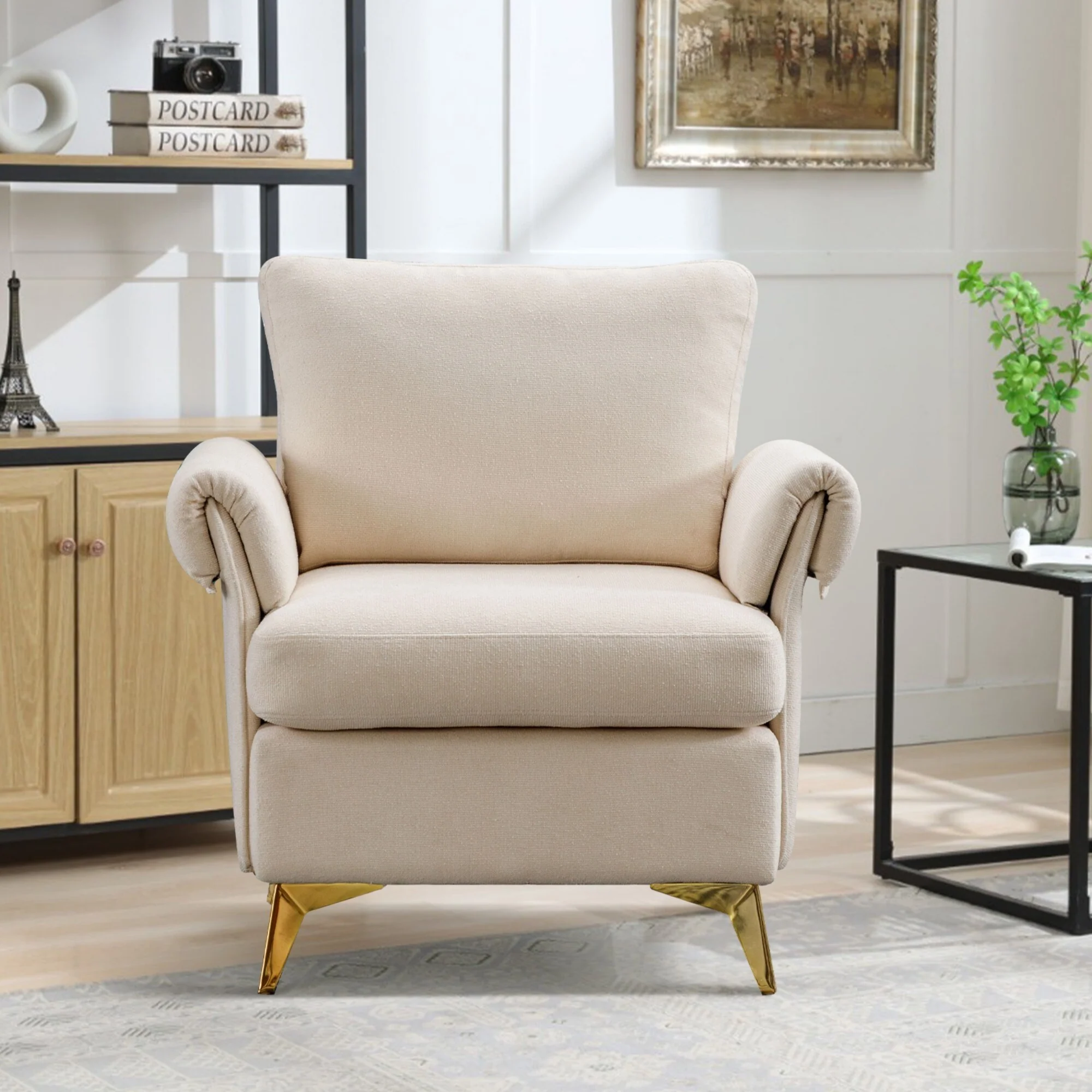 Modern Accent Chair Single Sofa Chair，Recliner Chair, Fabric Armchair Recliner