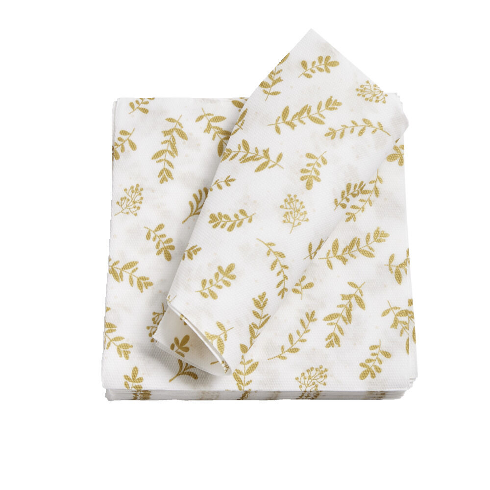 Lot de 20 serviettes en papier blanc motif confetti doré 40x40cm