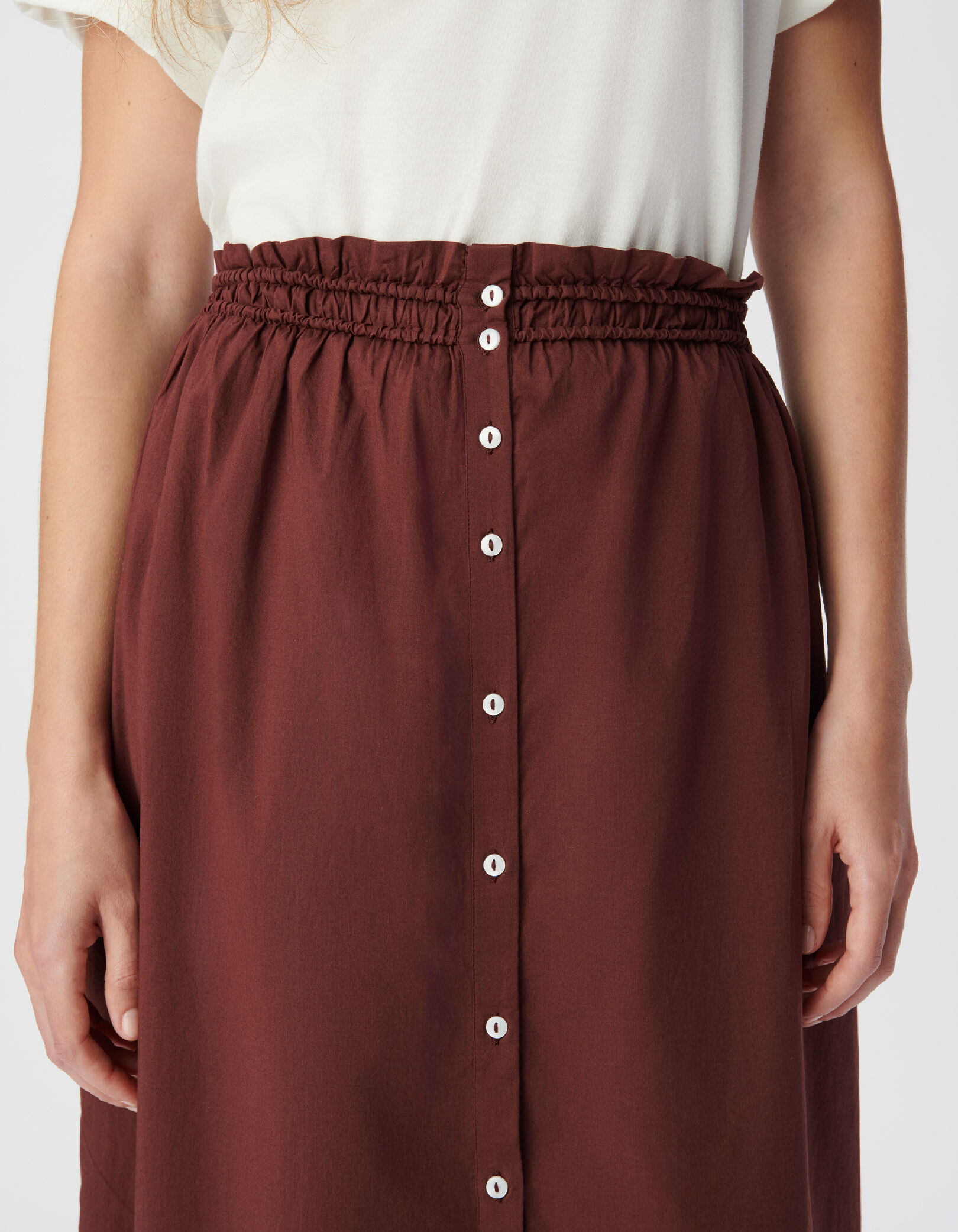Jupe longue marron boutonnée Femme
