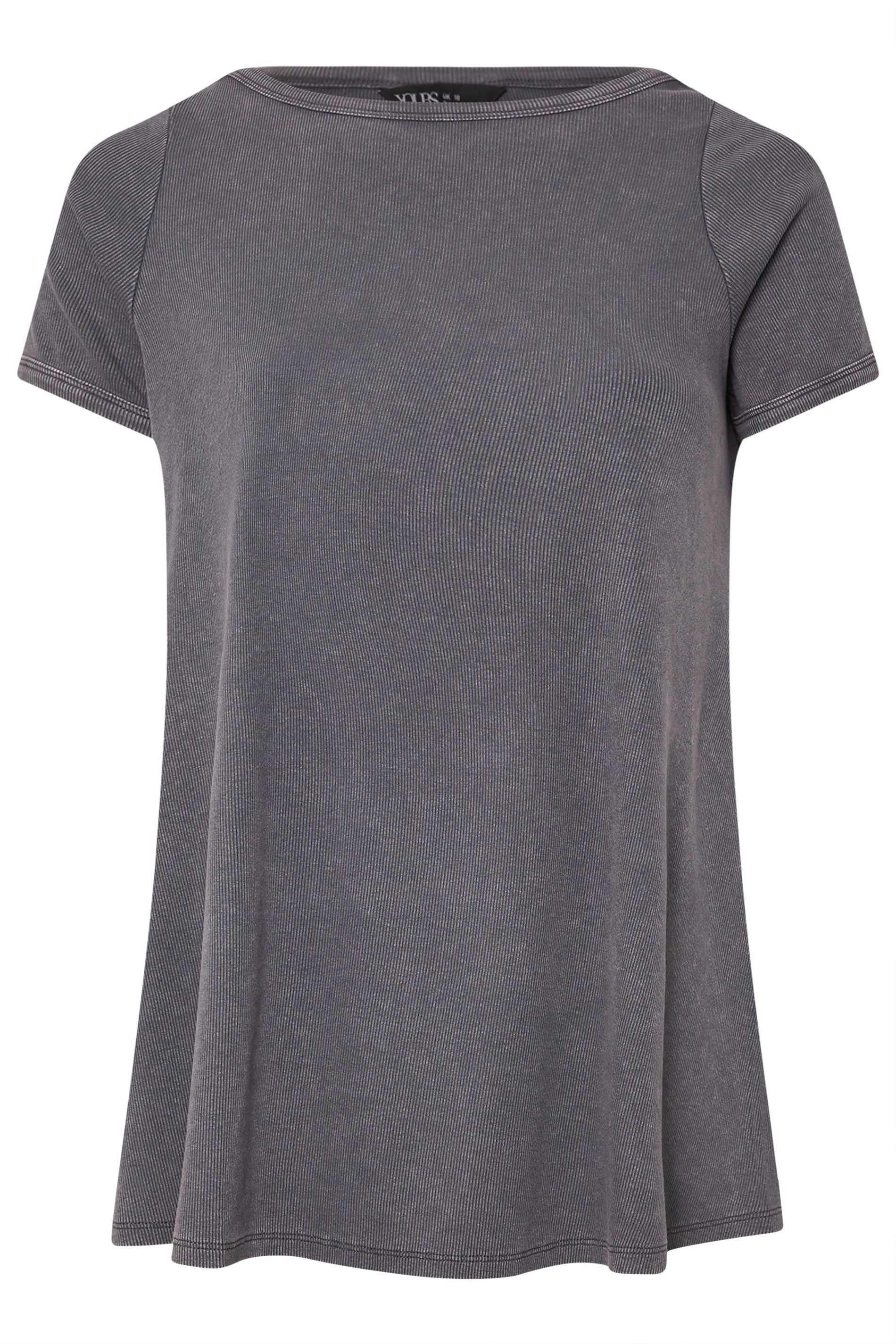 Yours Acid Wash Ribbed Swing T-Shirt