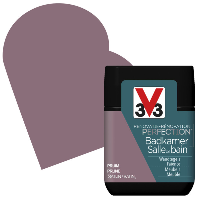 Peinture de rénovation pour salle de bain Prune satin 0,75 L V33