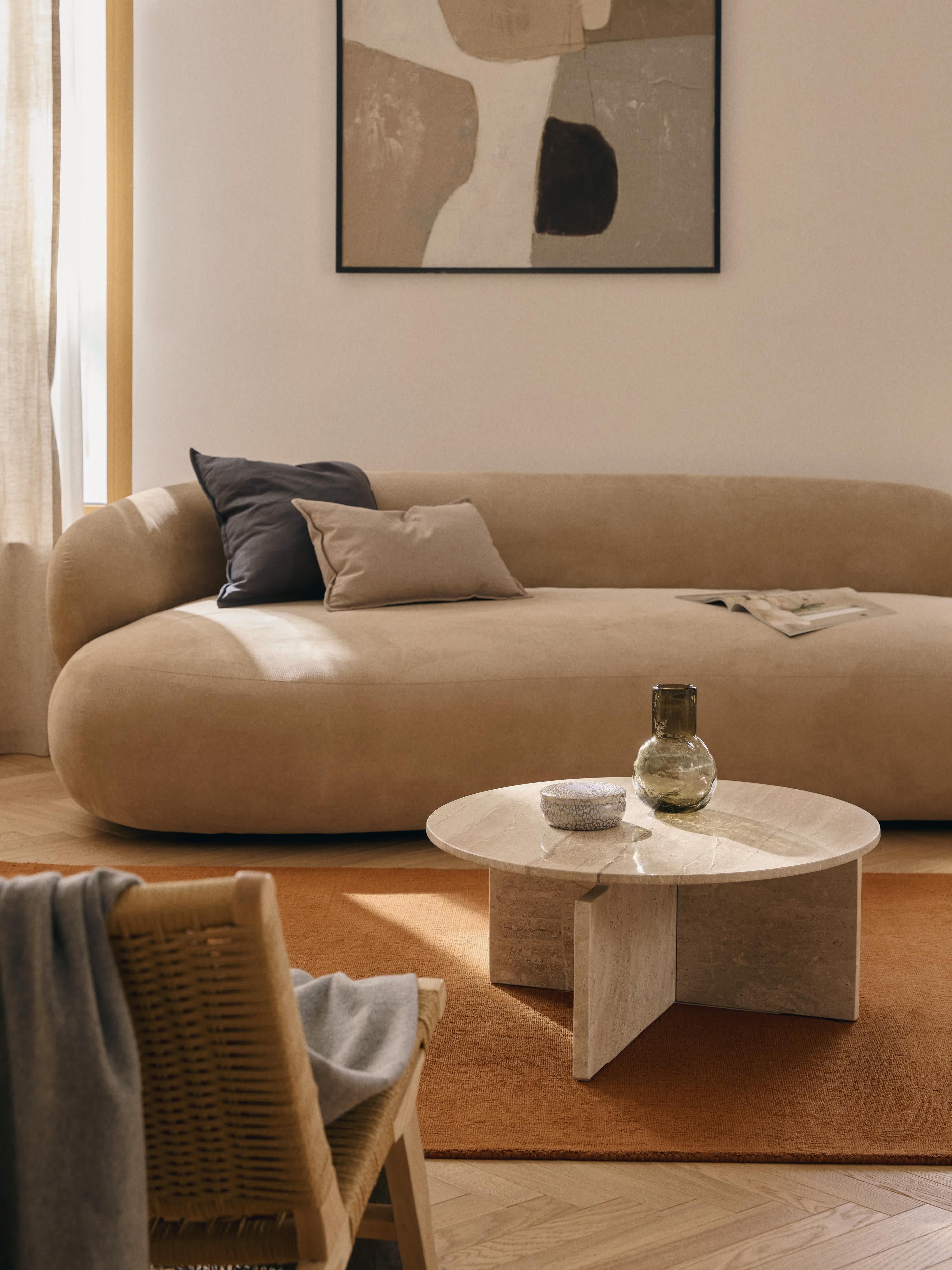 Runder Couchtisch Marisa aus Travertin