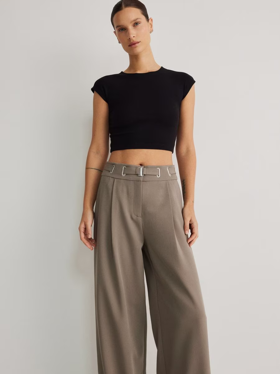 Wide Leg Trousers With Belt