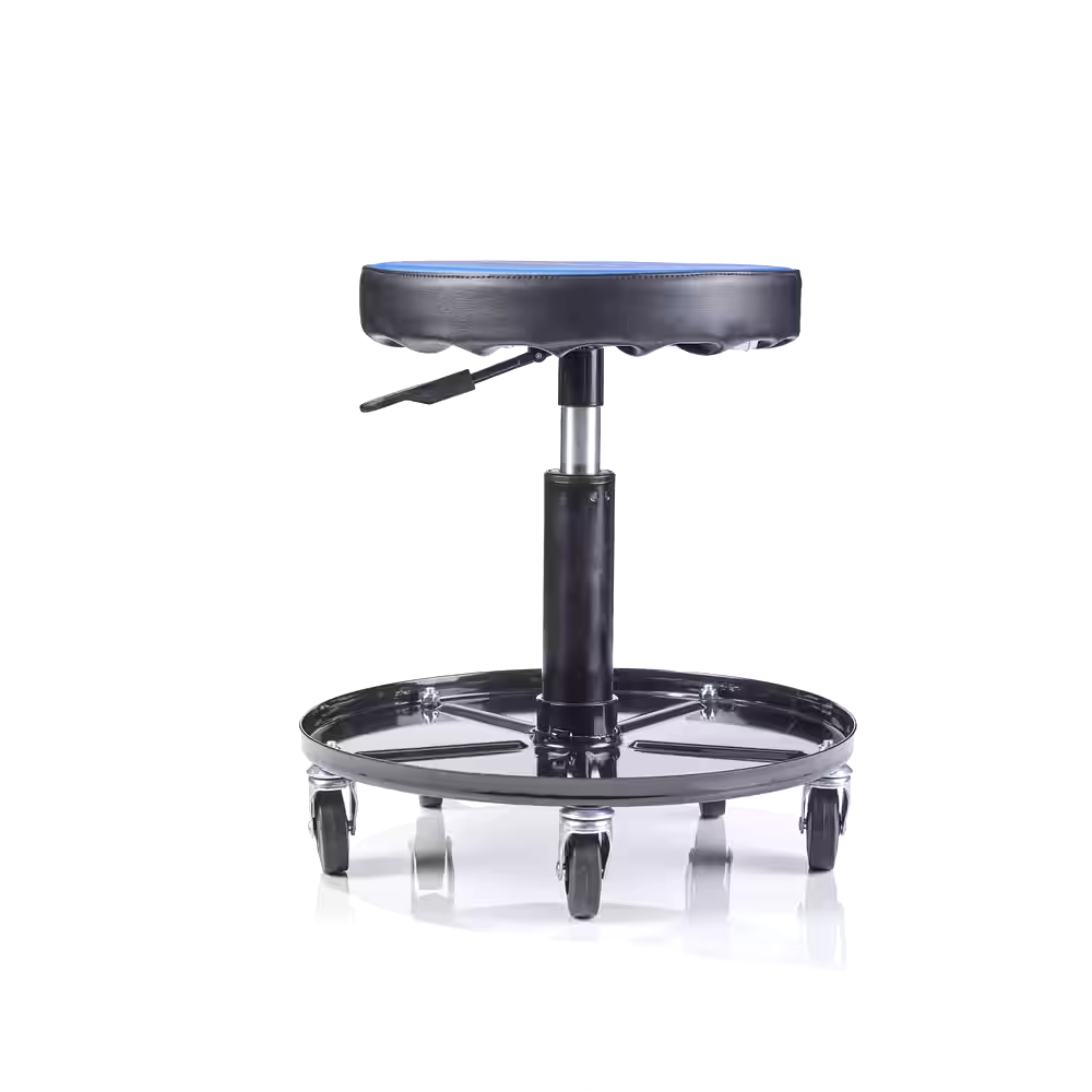 Certified Adjustable Pneumatic Rolling Stool w/ Tool Tray, 300-lb