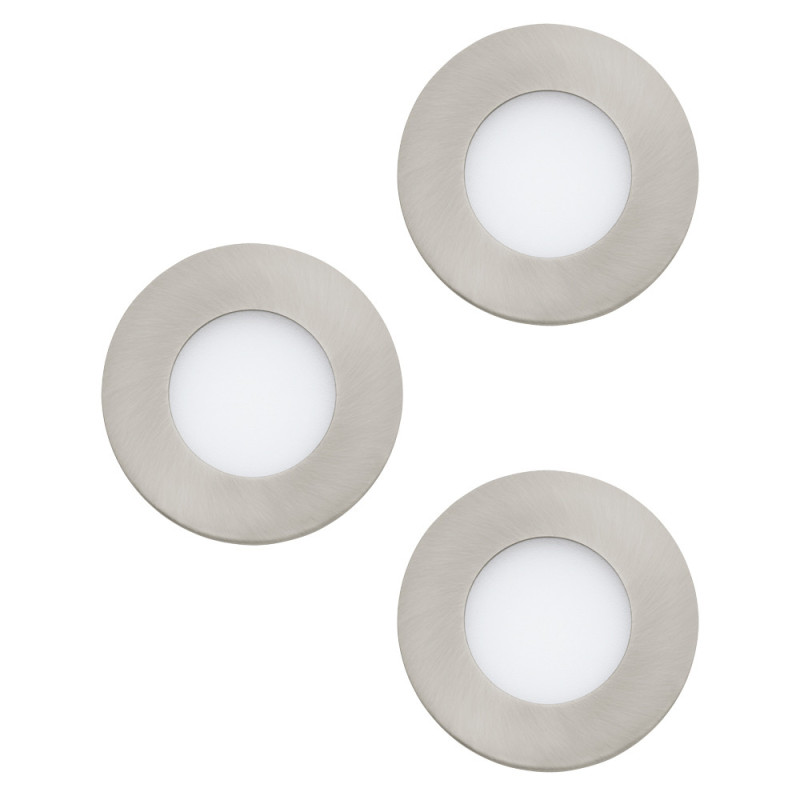 Spot encastrable LED Fueva 1 nickel blanc chaud IP44 350 lm 2,8 W 3 pièces EGLO