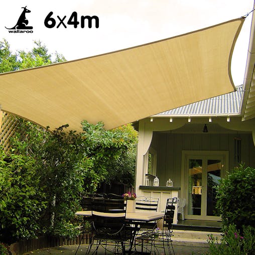 NNEDPE Wallaroo Rectangular Shade Sail 6m x 4m - Sand