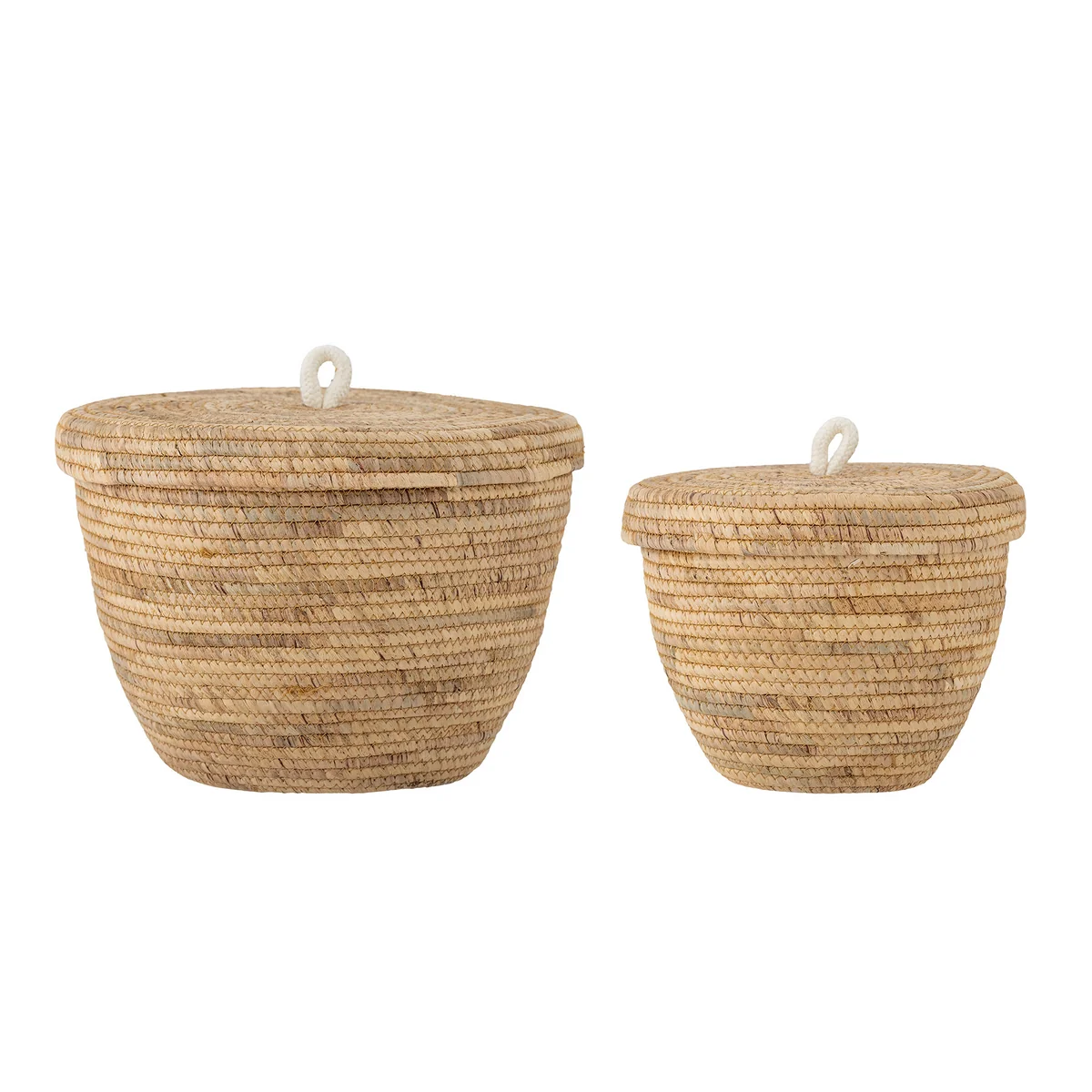Bloomingville - Noi Korb mit Deckel, natur (2er-Set)