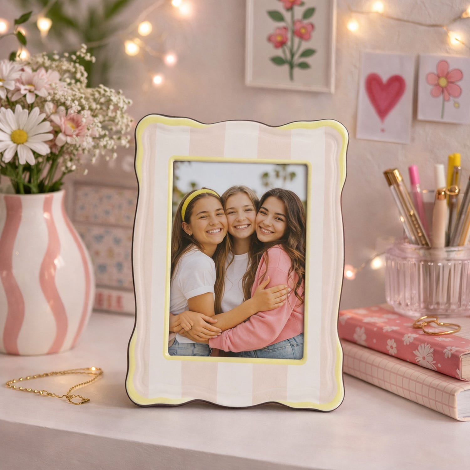 Portafoto 10x15 cm Summer legno tortora giallo