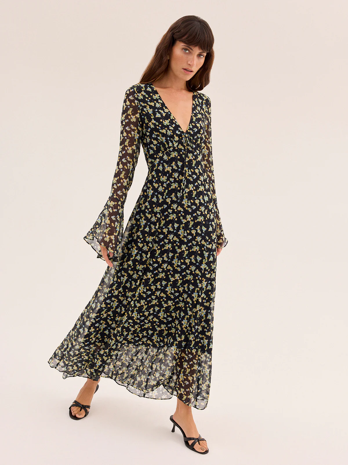 Dahlia Black Cherry Print Maxi Dress