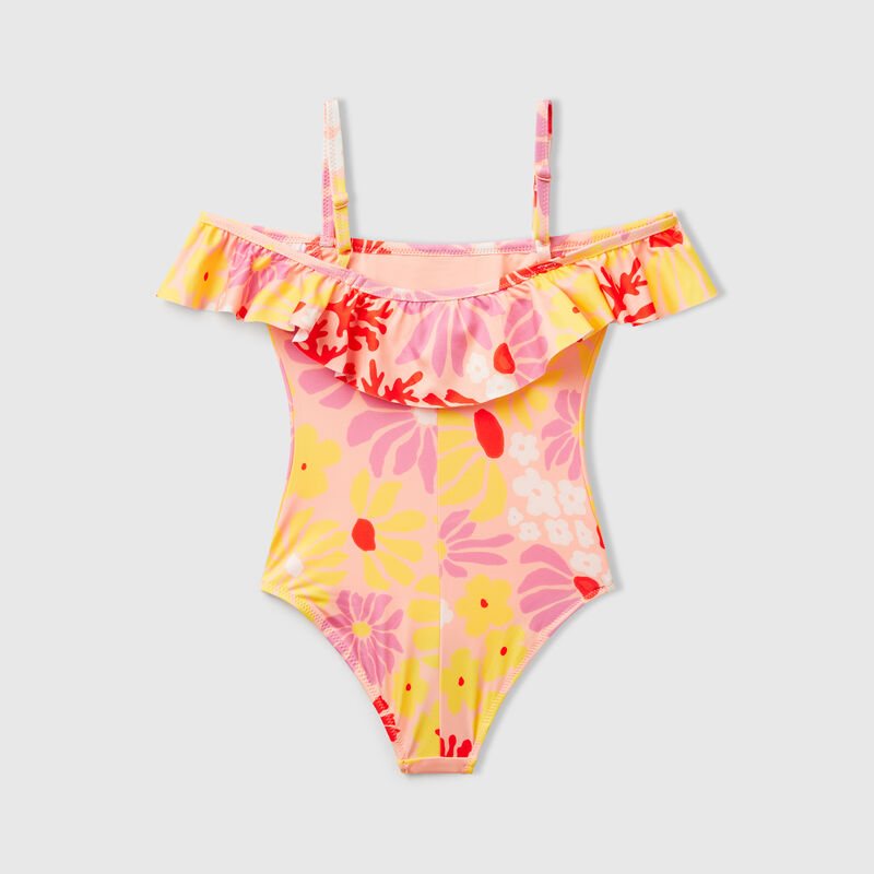 One-piece swimsuit with flower print