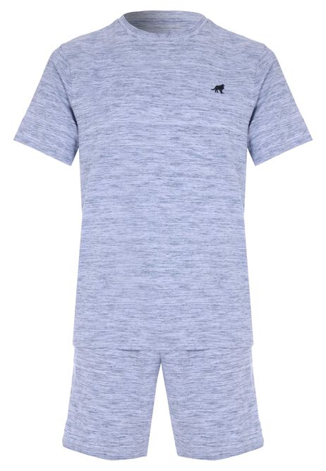 Mens Blue Marl Short Pyjama Set