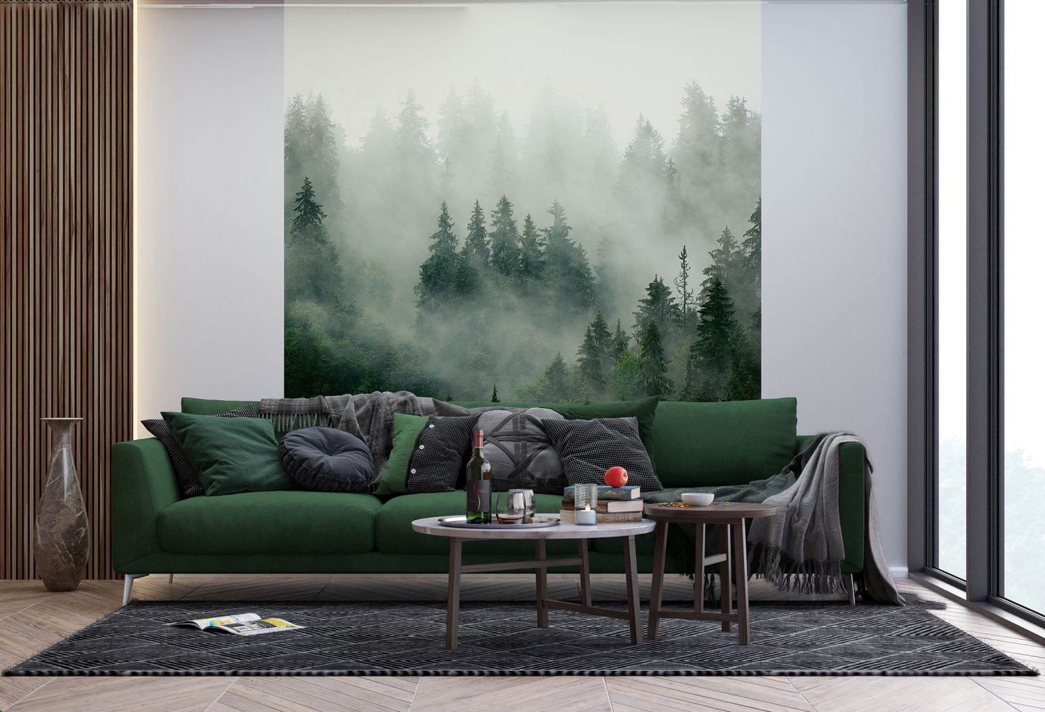Sanders & Sanders fotobehang berglandschap met bomen groen - 270 x 225 cm - 601195