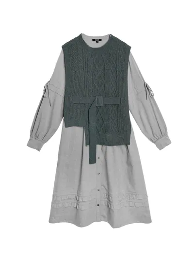 2 in 1 Dress With knit vest - 25WDD315U