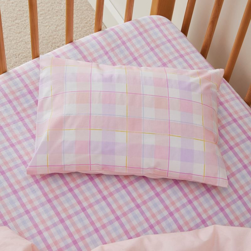 Cameron Check Pink Cot Quilt Cover Set