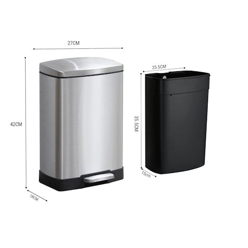 SOGA 4-Pack 12L Silver Stainless Steel Foot Pedal Trash Bin