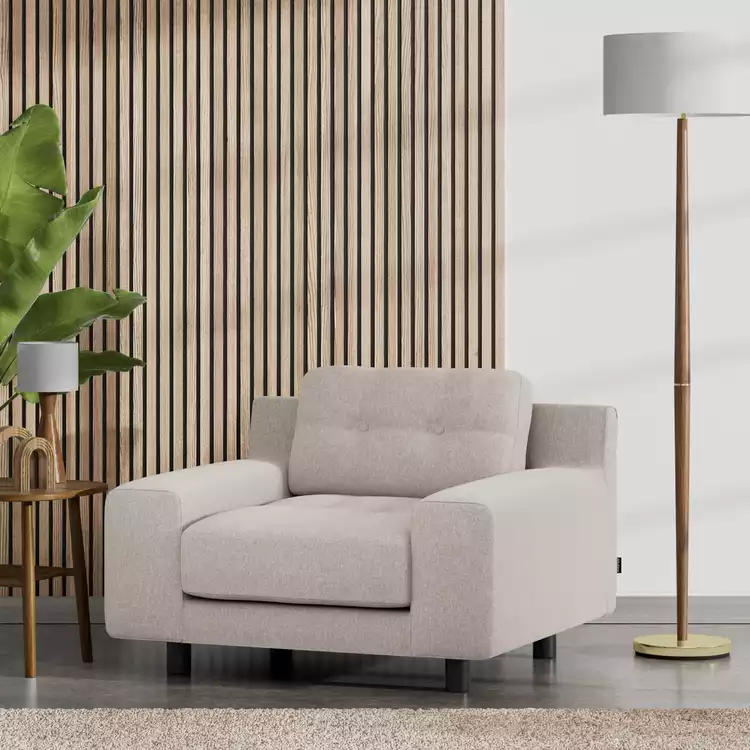 Habitat Hendricks Fabric Arm chair - Stone - Black Leg