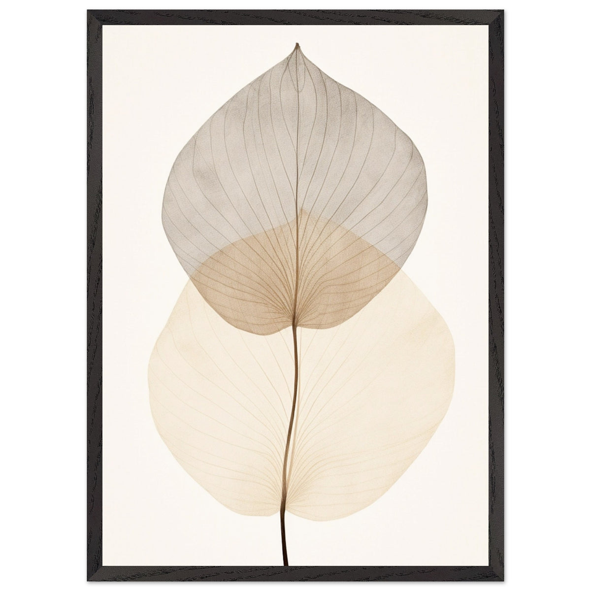 Artfulprints Poster met Lijst Japandi leaf  - 50x70 cm - Taupe