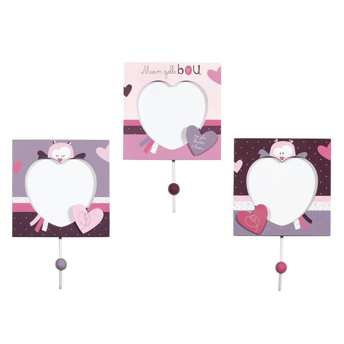 MAM'ZELLE BOU - Set 3 patères en bois en Bois Rose